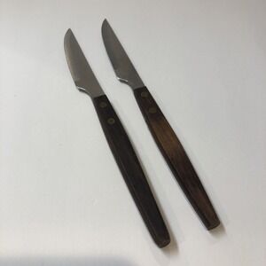 ST. REGIS Kitchen Steak Knives Wood Handle 4" Blades Vintage Japan